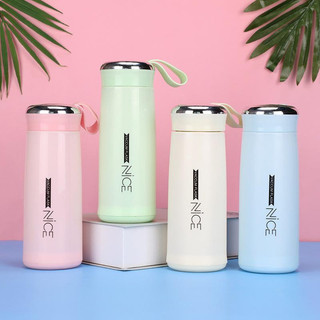 Bình Đựng Nước NICE Lõi Thủy Tinh Vỏ Nhựa 400ml , kèm dây sách, nhỏ gọn Tiện Dụng, Đa Năng