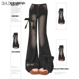 DaDuHey New American Ins High Street Retro Micro-flare Jeans Niche High Waist Wide Leg Pants plus Size Trousers