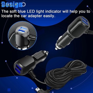 Vnandash Cam Sạc Xe Ô Tô Cáp USB 11.5ft Dây Nguồn Cho Camera DVR GPS
