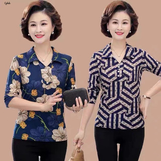 Hàng Mới Về Mới Áo Thun Dài Tay Ôm Dáng Thời Trang Cho Phụ Nữ Trung Niên