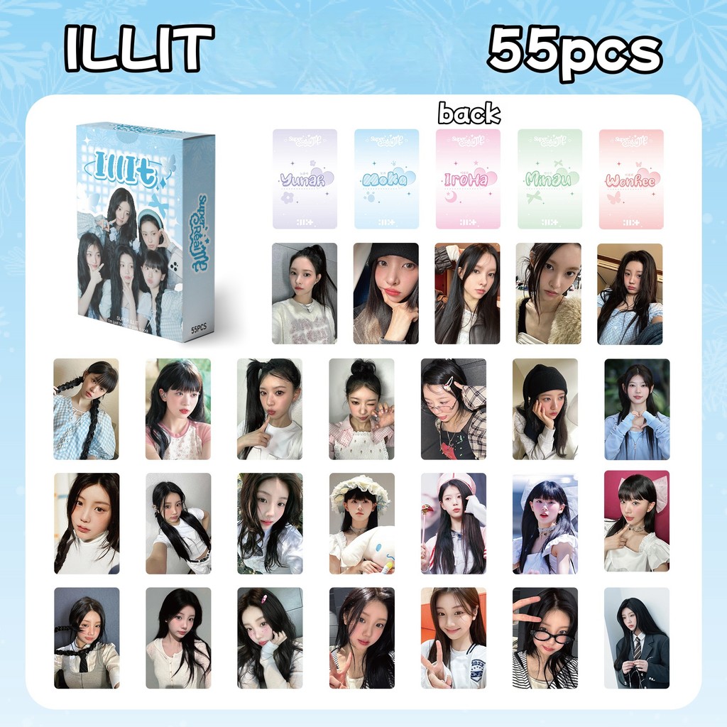 55pcs/box ILLIT Lomo Cards SUPER REAL ME Album Photocards YUNAH MINJU MOKA WONHEE IROHA Postcards