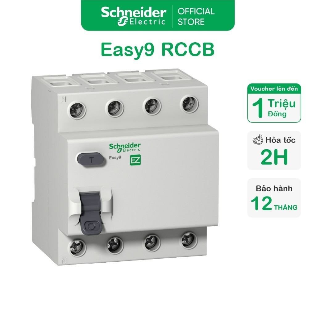 Cầu dao chống dòng rò - Easy9 RCCB - 4P - 30mA - 400VAC - Schneider Electric - EZ9R36425 EZ9R36440 E