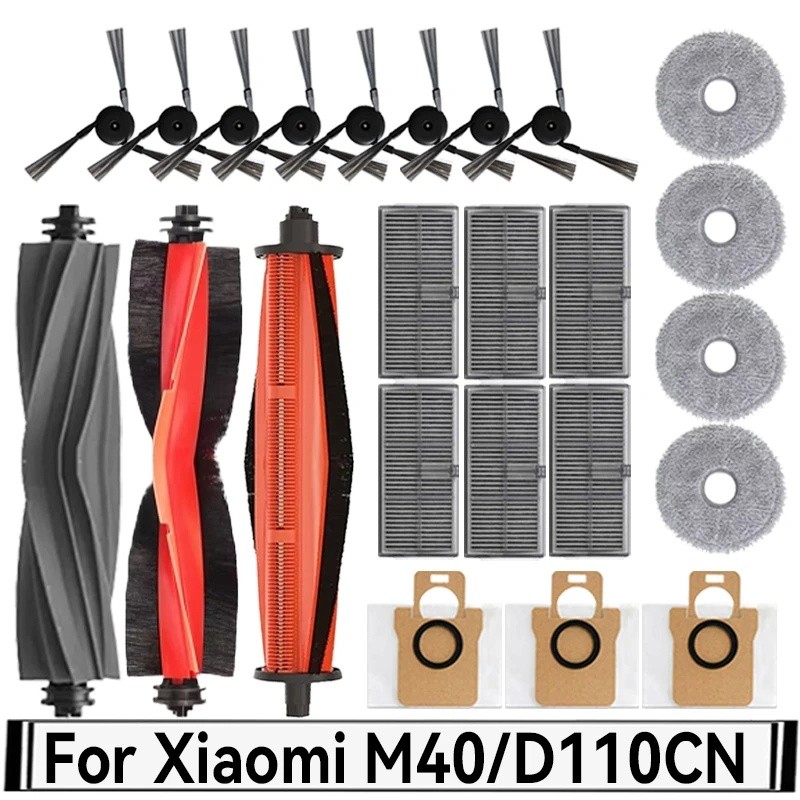 Xiaomi Mijia M40 D110CN Robot Hút Chân Không Phụ Kiện Chính Bên Bàn Chải Hepa Lọc Cây Lau Nhà Vải Tú