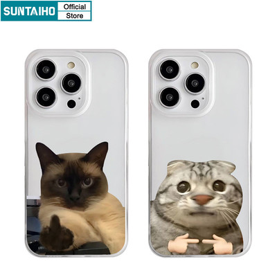 Suntaiho Ngộ nghĩnh Độc Đáo Họa Tiết Mèo Đen Trong Suốt Mờ Dành Cho Iphone 11 12 13 14 15 16 Pro Max IP 7 8 Plus Iphon X Xs XR Xs Max TPU Silicon Mềm Cao Cấp Chống Sốc Ốp điện thoại
