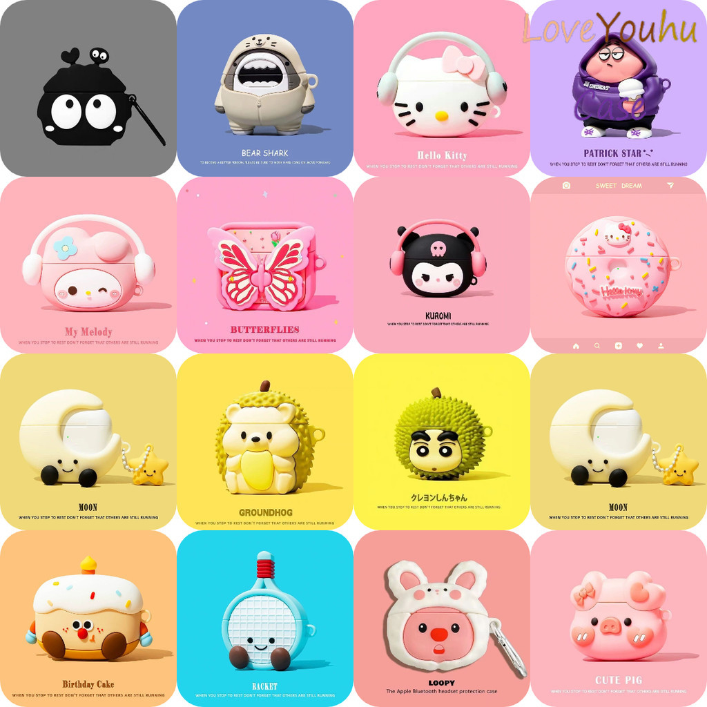 Loveyouhu Cho HOCO EW78 Vỏ Tai Nghe Silicon Cá Tính Hoạt Hình Cá Mập Bánh 100 Kiểu Case ốp tai ng