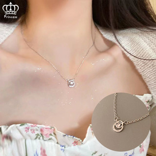 Vòng Cổ Annulus Hàn Quốc Cho Người Phụ Nữ Sáng Bạc Mặt Dây Chuyền Phụ Kiện Trang Sức Quà Tặng