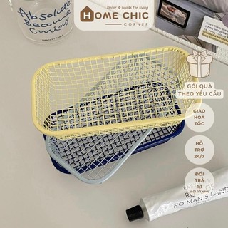 Rổ sắt mini, khay đựng đồ dùng để bàn màu pastel, dùng đựng đồ dùng học tập, decor xinh xắn | Home Chic Corner