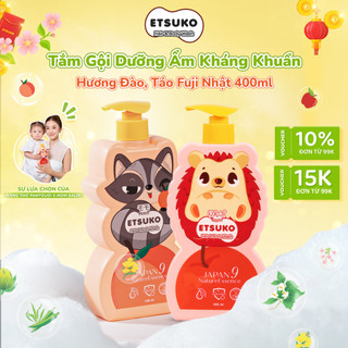 Combo 2 Chai Tắm Gội Cho Bé ETSUKO Nhật 400ml Dưỡng Ẩm Dịu Nhẹ Kháng Khuẩn Bảo Vệ Cho Bé, An Toàn Cho Da Nhạy Cảm