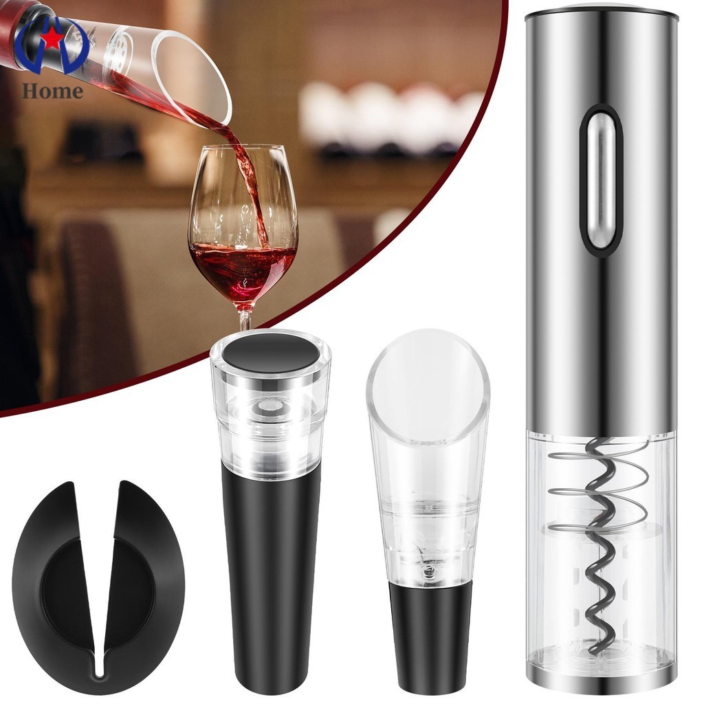 Dụng cụ mở chai rượu vang điện Bộ nút chai rượu vang tự động với máy rót rượu Nút chân không Máy cắt lá USB Dụng cụ mở chai điện có thể sạc lại SHOPSKC3705