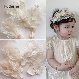 Fudeshe Băng đô, Băng đô ren trắng cho bé sơ sinh, Mũ nón cho bé Họa tiết nơ mềm mại Dây buộc tóc cho bé gái Trẻ mới biết đi