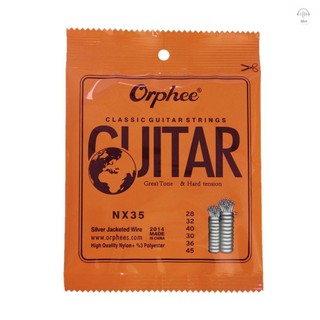 Hilivn) Orphee NX35 Dây Đàn Guitar Cổ Điển Nylon 6 Bộ Thay Thế Toàn Bộ (.028-.045) Dây Buộc Bạc Lõi Nylon Căng Thẳng Cứng
