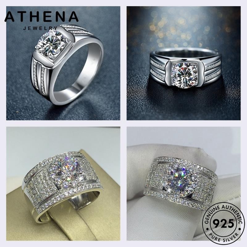 Athena JEWELRY Nhẫn Moissanite 925 Có Thể Điều Chỉnh Nam Thời Trang Kim Cương Bạc M128