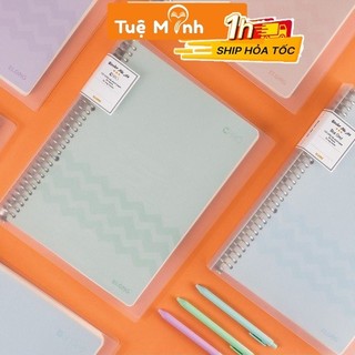 Sổ còng sắt Klong A4 80 tờ-160 trang Caro 5x5 8 chấu, 6 tab phân trang, refill giấy Klong MS 540