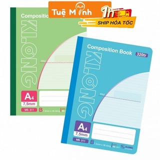 Vở Klong A4 320 trang VPPTUEMINH kẻ ngang-Line may dán gáy Compostion Book Sổ viết KLong MS 311