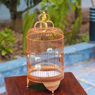  Lồng chim khuyên lồng khuyên trơn chất liệu trúc xử lí đỏ sàn phóc lồng khuyên tròn giá rẻ 