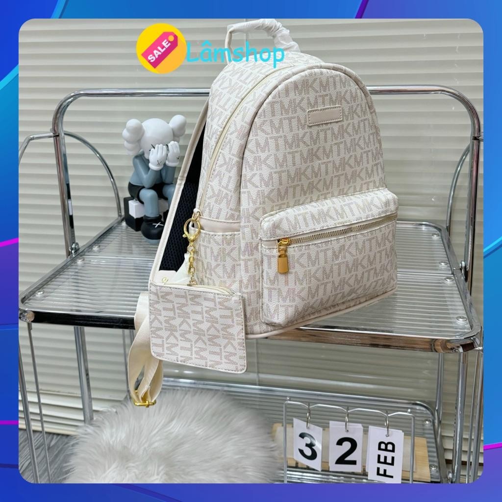 Balo chữ MK hàng quảng châu kèm ví size 40 vừa A4 LAPTOP giá ưu đãi - SALE RẺ