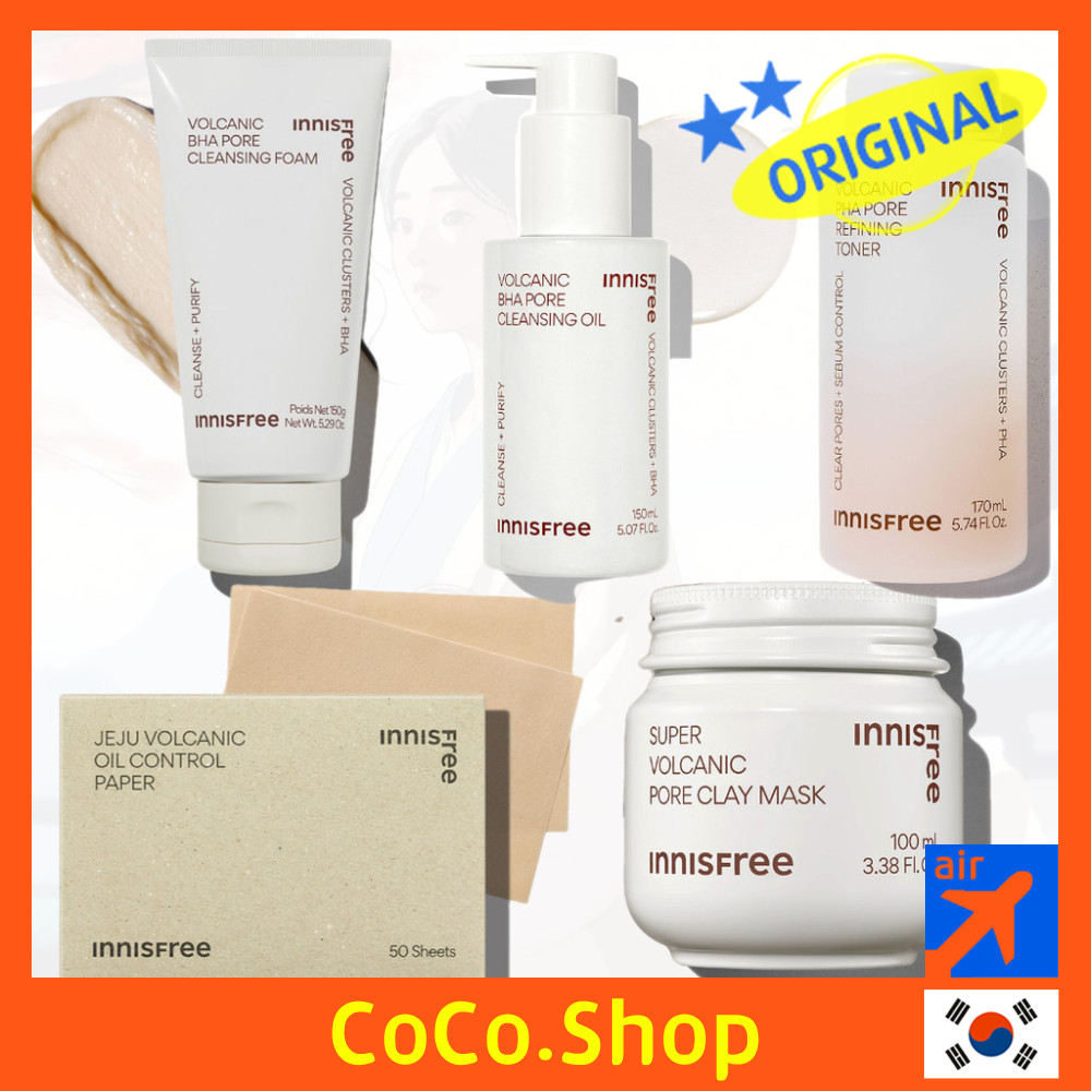 [INNISFREE] Volcanic BHA Pore Cleansing Foam/ Refining Toner/ Oil Control Paper/ Mask pack/ Cleansin