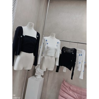 Set áo 2s + áo cadigan len hoa nổi