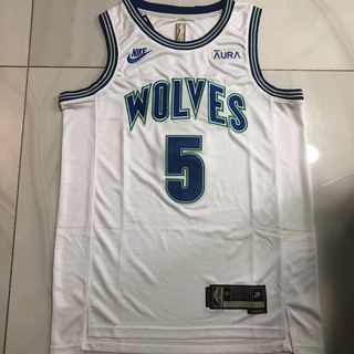 Áo bóng rổ thêu đầy đủ Minnesota Timberwolves Số 5 Áo Vest Anthony Edwards