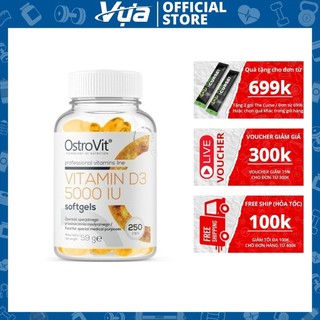 Viên Uống OstroVit - Vitamin D3 5000IU (250 viên) - Hỗ Trợ Tăng Cường Sức Khỏe Xương Khớp Chính Hãng