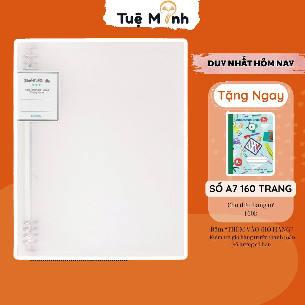 File bìa Binder còng sắt Klong B5 8 chấu, Bìa file tiện lợi thay refill giấy Klong MS 549