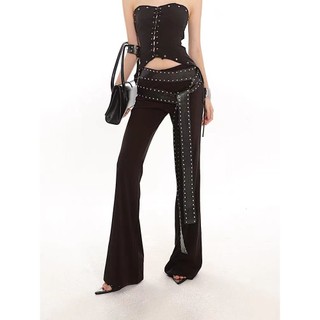 Klalien Mùa Hè 2024 Mới Thời Trang Nữ Phố Thoáng Mát Instagram Màu Đen Cao Cấp Quần Thường Ngày Có Dây Móng Tay Liễu