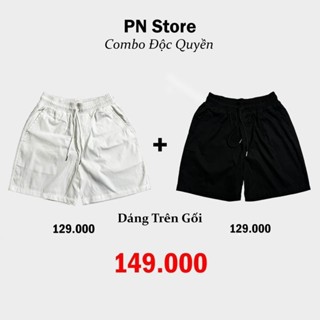 (Combo 2 Quần Short) Kaki Dù PN.Store1993 dáng Trên Gối Bản Nâng Cấp đường May Menswear Nam Kem Nhung