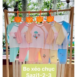 Combo 5 Bộ dài raglan màu thun lạnh sơ sinh Minzy
