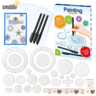Wattle 27 CÁI Spirograph, Bộ đồ chơi vẽ bằng nhựa hình đặc biệt, Chất lượng cao 27 CÁI Bánh răng lồng vào nhau Bánh xe Văn phòng phẩm Thước vẽ văn phòng trường học