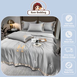 Bộ chăn ga gối Phi lụa Chữ H - Luxury sang trọng