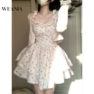 Đầm bong bóng dây hoa trắng WEANIA