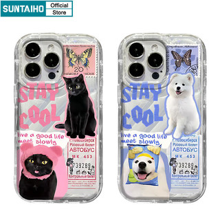 Suntaiho Ngộ nghĩnh Dễ Thương Vỏ Mèo Chó Tem Họa Tiết Ốp Điện Thoại Cho Iphone 15 14 12 13 11 Pro Max IP 7 8 Plus Iphon X Xs XR Xs Max TPU Silicone Mềm Cao Cấp Chống Sốc Ốp Lưng