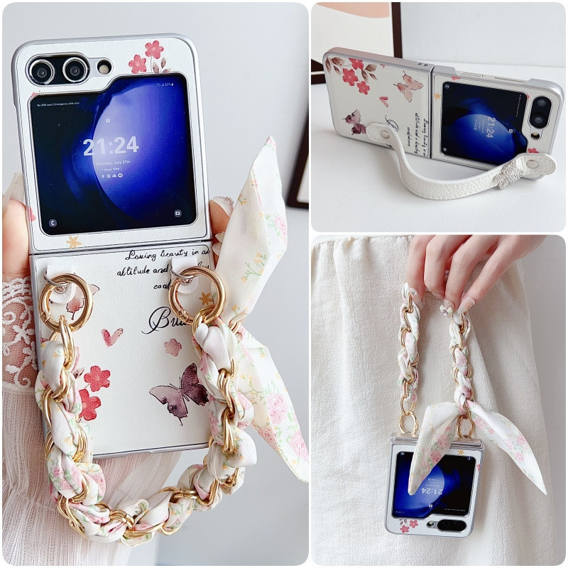 Vòng Tay Thời Trang Dây Đeo Tay Da Flip Case Samsung Galaxy Z Flip 6 Z Flip 5 Flip 4 Flip 3 Vỏ Họa T
