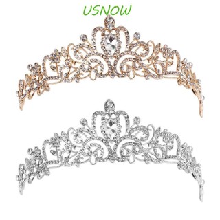 Usnow Vương miện cô dâu sang trọng Vương miện công chúa tinh tế Vương miện cô gái Vương miện phong cách Hàn Quốc Mũ cô dâu