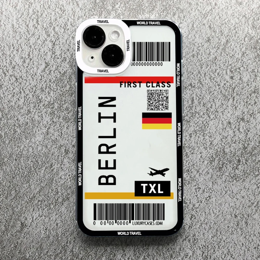 Ốp lưng iPhone Cạnh Vuông Samsung Xiaomi Oppo Vé Máy Bay Berlin Pass Boarding Aesthetic