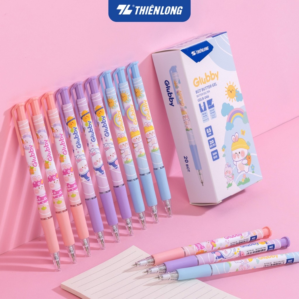 Bút Gel bi Thiên Long Glubby Butter GelB-046 mực xanh Gel Pen ngòi 0.5mm - 1 bút