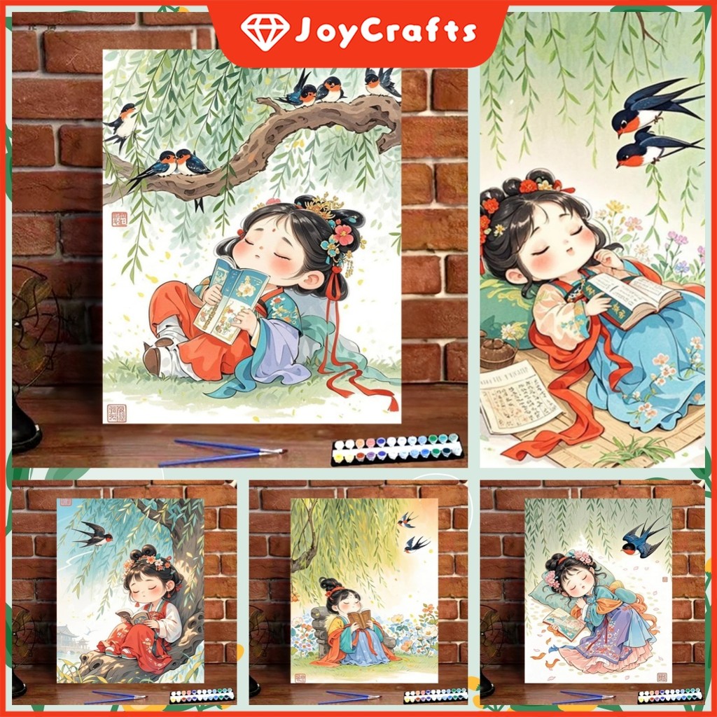 [JC] Phong cảnh chữa bệnh Liuxia Book Boy Sơn dầu kỹ thuật số theo số Handmade DIY chữa bệnh Số Tran