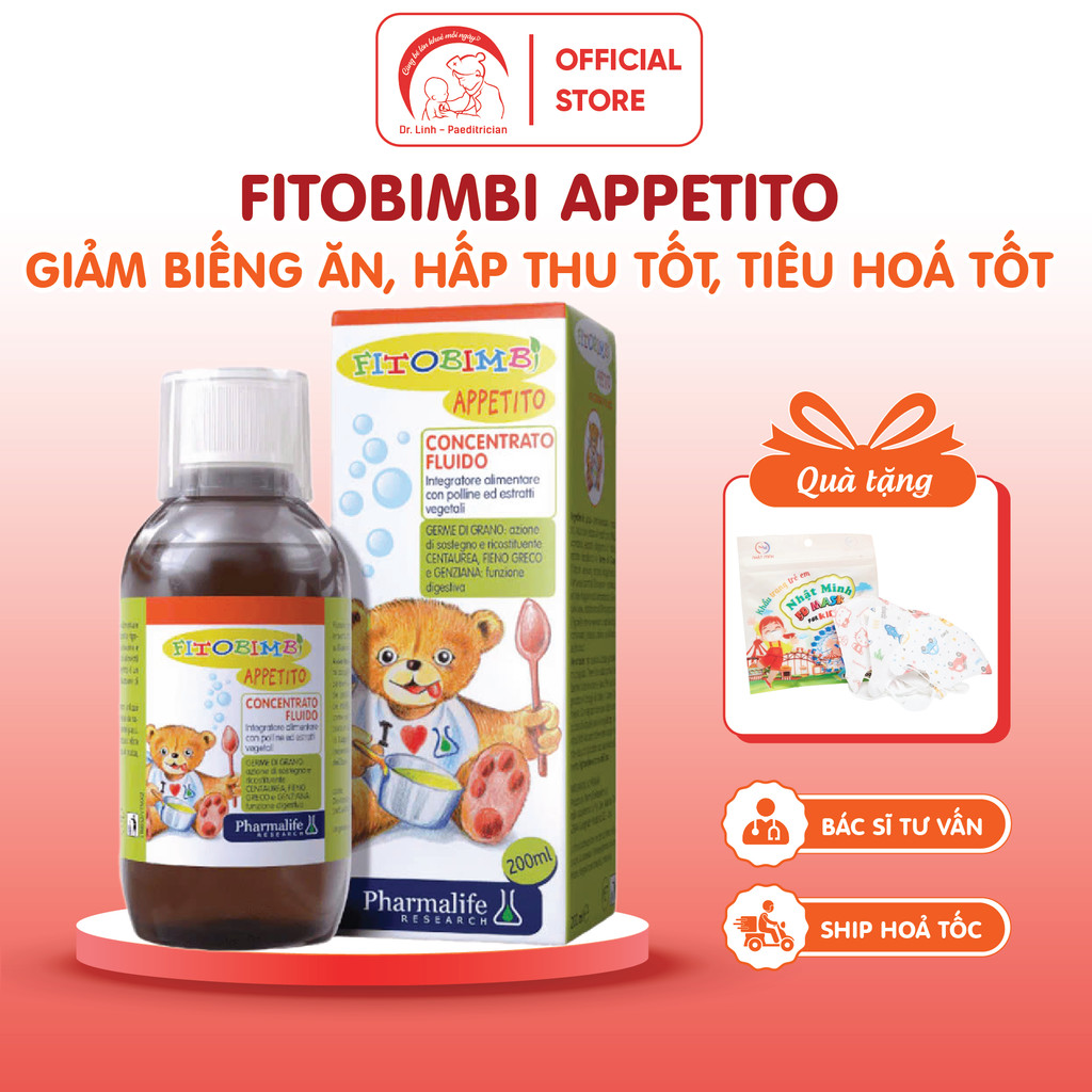 Siro Ăn Ngon 3 Tác Động FITOBIMBI APPETITO Giảm Biếng Ăn Cho Bé Chai 200ml
