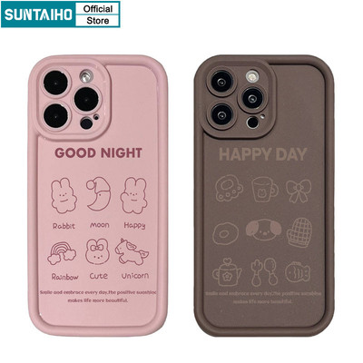Suntaiho Ngộ nghĩnh Dễ Thương Vỏ Hoạt Hình Họa Tiết Thực Phẩm Động Vật Ốp lưng Cho Iphone 11 12 13 14 15 16 Pro Max IP 7 8 Plus Iphon X Xs XR Xs Max Silicon Mềm Cao Cấp Chống Sốc Ốp Lưng