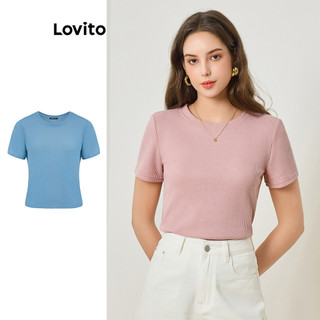 Lovito Áo thun thông thường Áo thun Jacquard trơn dành cho nữ L83ED010 (Nhiều màu)