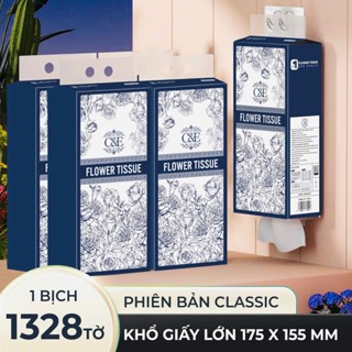 [Chính hãng] Giấy Rút Treo Tường 5312 Tờ 4 Lớp C&E FLOWER TISSUE Cao Cấp, Thùng 4 Túi Giấy Vệ Sinh Đa Năng Tặng Móc Treo