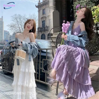 Váy treo kiểu Pháp giảm tuổi Essento Sweet dành cho nữ cỡ ngắn, váy dài bánh dáng rộng, phong cách mới hợp thời trang