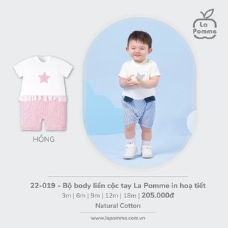 La pomme Bộ body liền cộc tay La Pomme in hoạ tiết cho bé