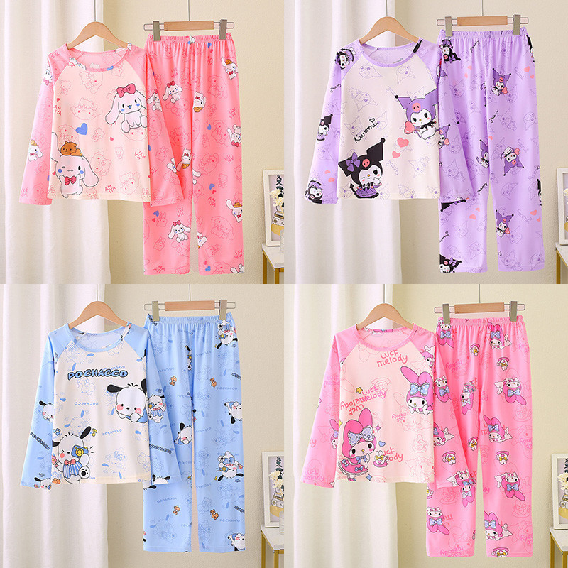 Mùa Xuân Thu Bộ Đồ Ngủ Trẻ Em Miniso Kawaii Anime Kuromi Cinnamoroll My Melody Kids Pijama Girl Đồ Ngủ Bé Trai Loungewear