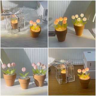 Dễ Thương DIY Mini Tulip Đèn Sáng Tạo Chậu Hoa Đèn Ngủ Quà Tặng Sinh Nhật Quà Tặng Ngày Của Mẹ