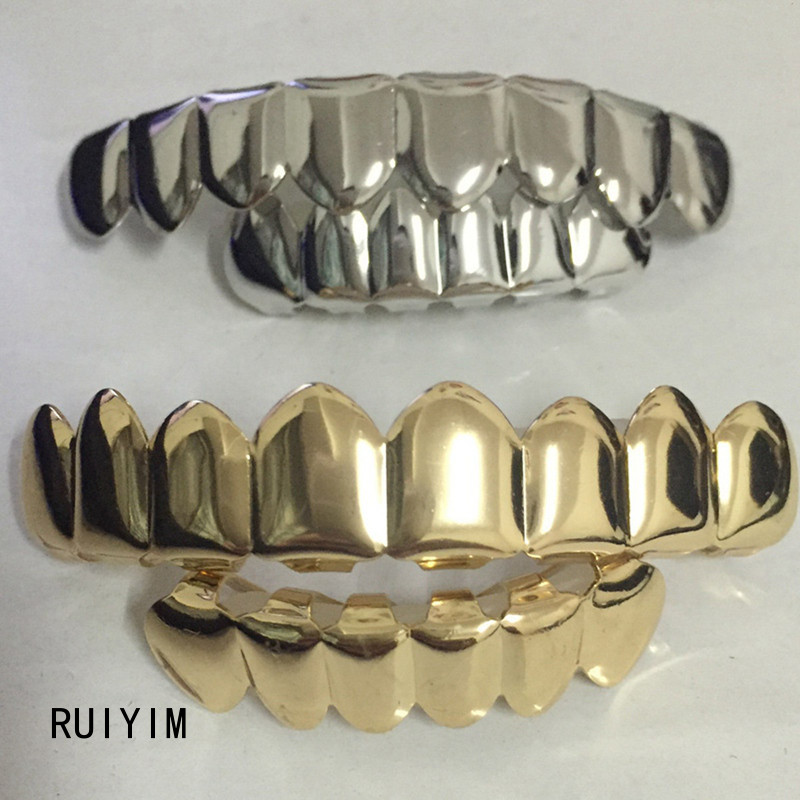 Hip hop niềng răng mạ vàng 8 niềng răng vàng teech niềng răng giả