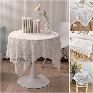 Khăn trải bàn phong cách tối giản Khăn trải bàn ren trắng Ins Bàn tròn Đạo cụ chụp ảnh