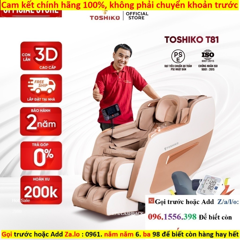 Kho Ghế massage Toshiko T81 công nghệ con lăn 3D cao cấp