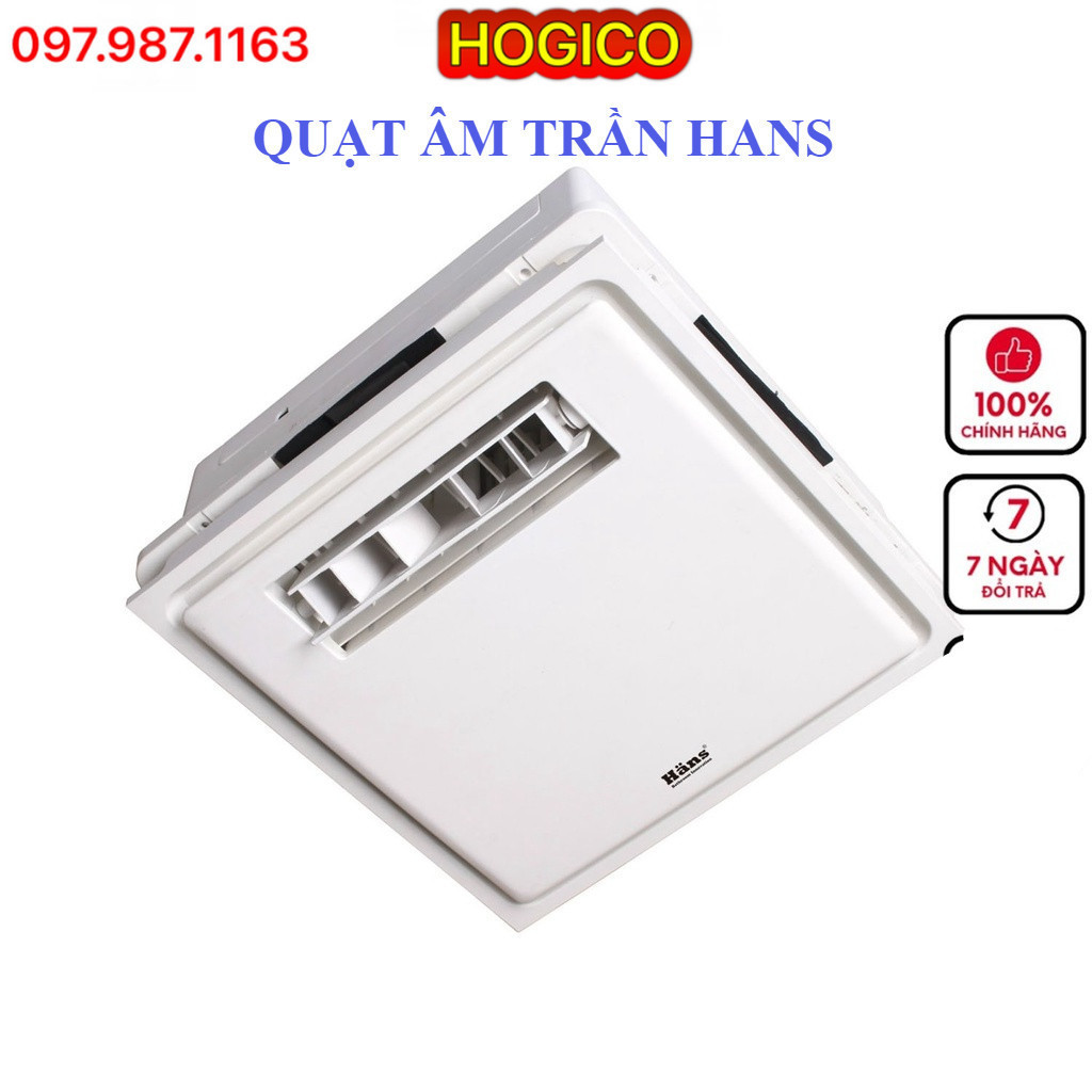 Quạt mát nhà vệ sinh âm trần Hans H10S và H10R có điều khiển từ xa