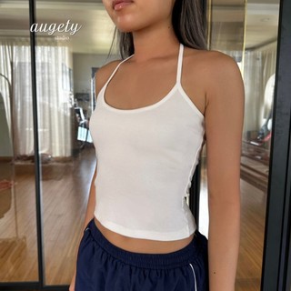 Áo yếm ôm trơn dây cổ cột nơ, iris top augety